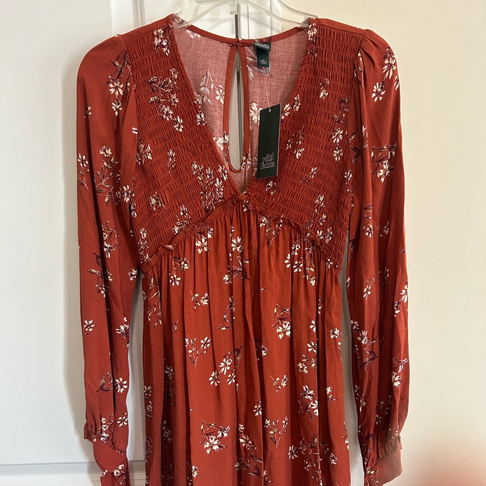 Brand new xsmall Wild Fable rust flower dress with tags